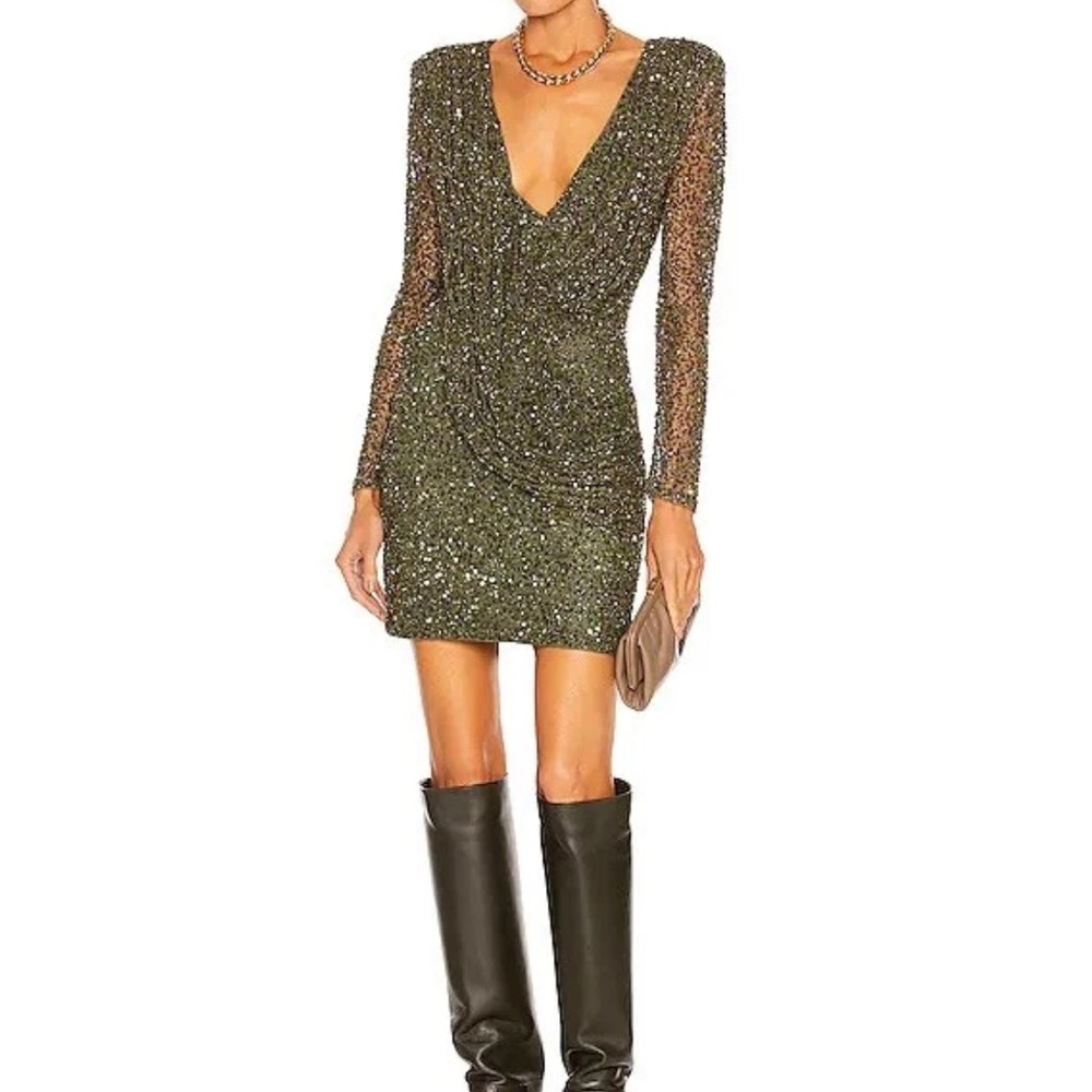 Retrofit Sparkling Olive Long Sleeve Dress